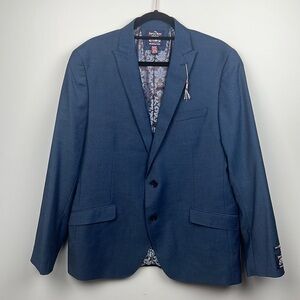 The Savile Row London Mens Navy Brixton Solid Brit Skinny Suit Jacket 44R NWT
